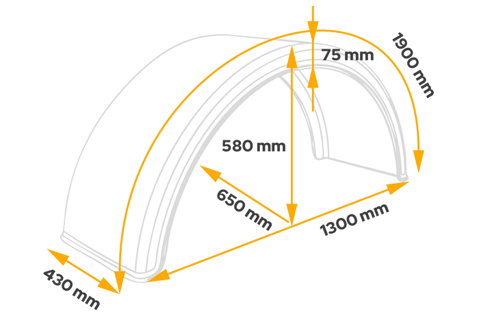 Sárvédő pótkocsihoz 19,5-22,5" DOMAR DK1675 kerékív 1300/430mm
