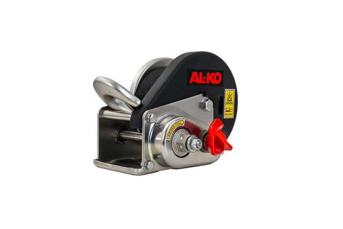 Kézi csörlő AL-KO utánfutóhoz 450 kg-os, 6 m-es hevederrel, fékkel és automatikus letekerccsel