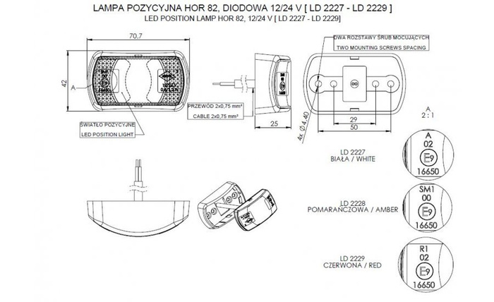 HORPOL LD 2227 LED-es jelzőlámpa univerzális
