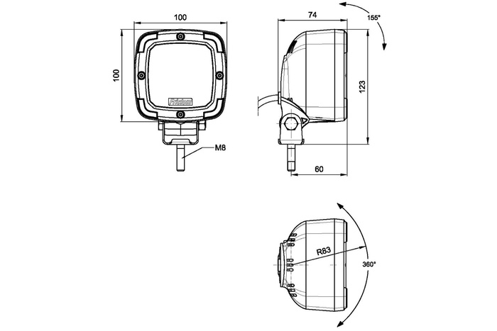 LED munkalámpa reflektor FRISTOM FT-361 9xLED 4100lm tartóval
