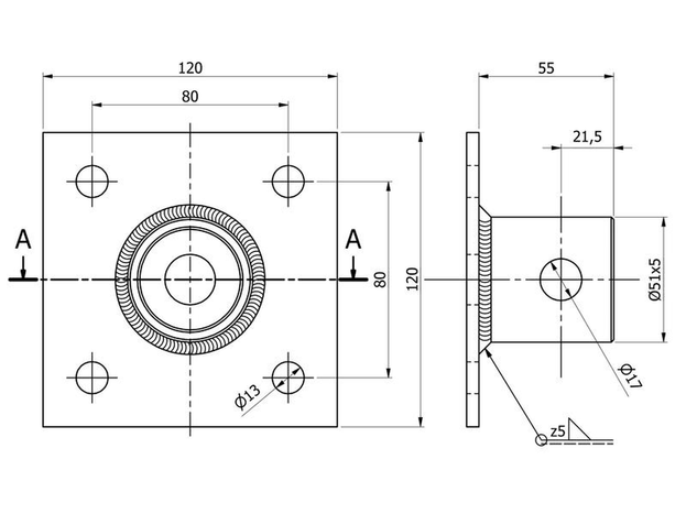 Adapter SIMOL hajtókar-támasztóhoz S.29317 konzol emelőhöz S.170033