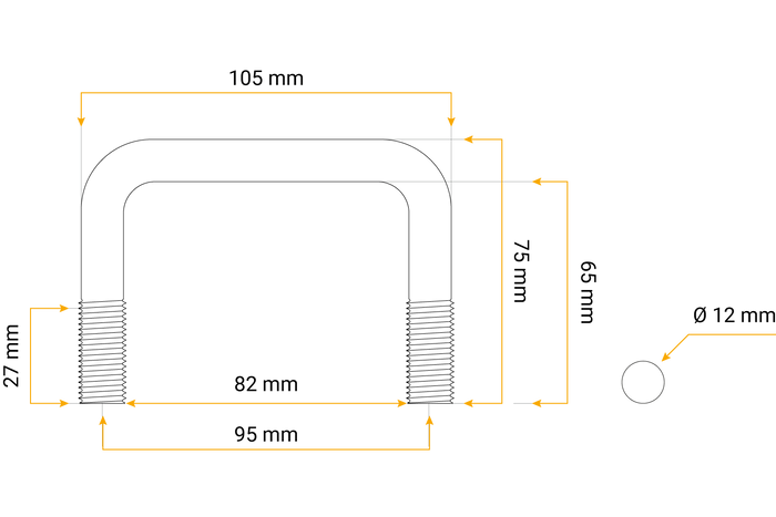 DROMET C típusú négyzet alakú bilincs anyákkal és alátétekkel M12 65/82/65