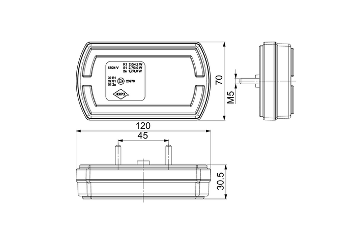 HORPOL LZD 2790 LED hátsó lámpa 3 funkciós univerzális