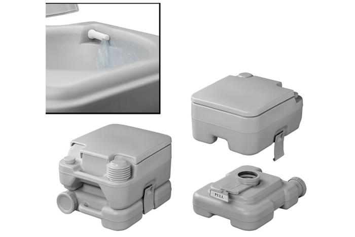 ProPlus 370415CR hordozható kemping WC, szürke, 10 liter/10 liter
