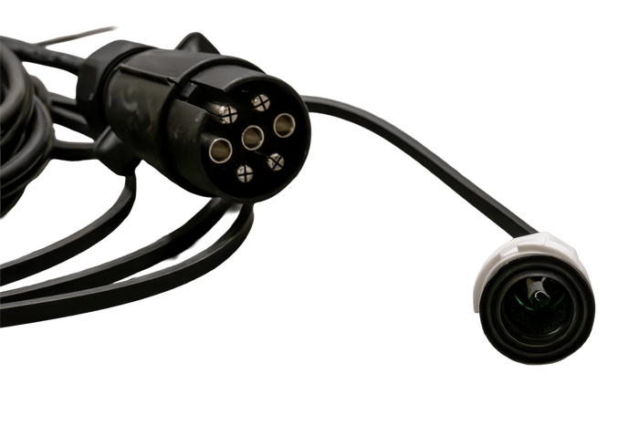 MANTES elektromos szerelési kábelköteg pótkocsihoz 4,7 m 7 tűs bajonettzáras csatlakozó 2x 5 tűs + 2x 2 tűs