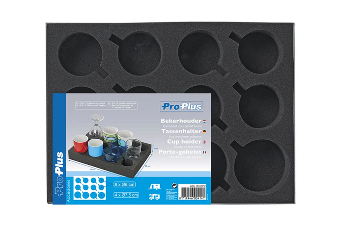 ProPlus 761472PM Camper pohár- és csészetartó, puha habszivacs, 12 csésze tárolására alkalmas