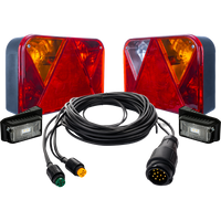 Lámpakészlet: DOBPLAST hátsó lámpák + DOBPLAST LED oldalsó helyzetjelző lámpák + MANTES 5,5 m-es 13 tűs kábelköteg