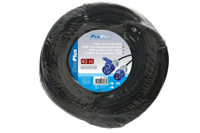 ProPlus 373538 kemping hosszabbító kábel, CEE dugó és aljzat 16A, 40m