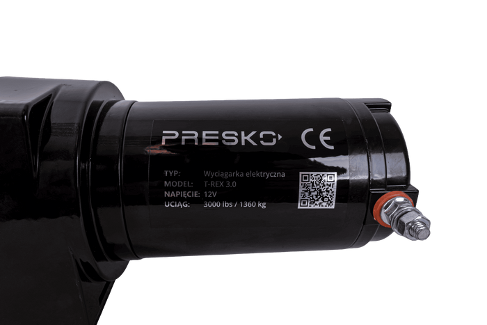Elektromos csörlő PRESKO T-REX 3.0 12V 1360kg pótkocsihoz 11m acélkábellel