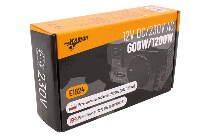 Feszültségátalakító 12V/230V (600/1200W) KAMAR E1924