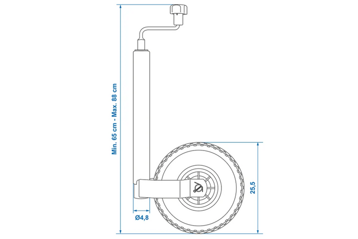 ProPlus 341507 támasztókerék 150kg 48mm 650-880mm