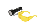 Zseblámpa + védőszemüveg szett YATO YT-08581 UV zseblámpa 51 LED
