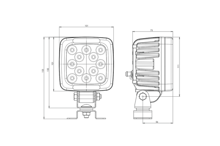 LED munkalámpa reflektor WAŚ W144/70 1206 12xLED 4000lm