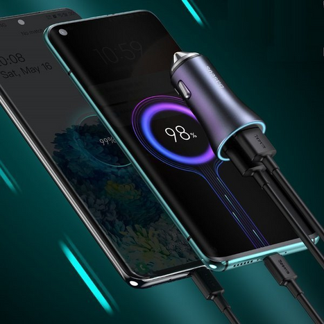 BASEUS Golden Pro 2xUSB 40W autós töltő szett + USB kábel