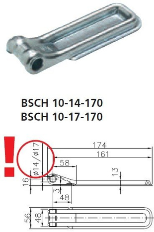 WINTERHOFF BSCH 10-17-170+BSCHG 10-17-A oldalsó zsanér fogantyúval, komplett pótkocsi oldalra szerelhető