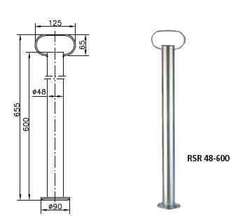 Fix tartó bilinccsel és öntöttvas bilinccsel WINTERHOFF RSR48-600+KLE48-G 150kg 48mm 600mm