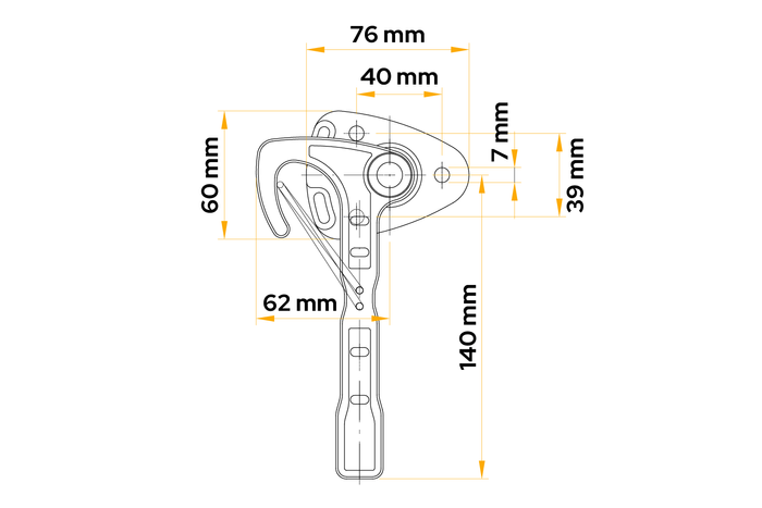 WINTERHOFF WV 10-L utánfutó oldalsó horogzár bal oldalra