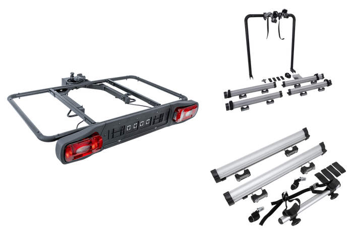 Inter Pack Re-Cargo vonóhorogra szerelhető plató + adapter 3 kerékpár szállításához