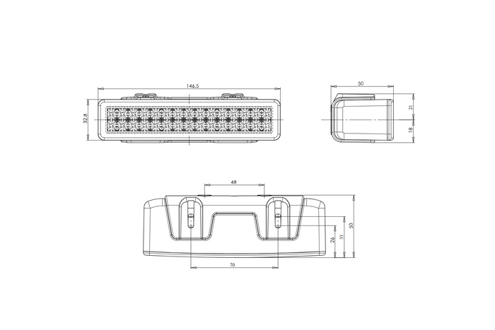 Hátsó tolatólámpa WAŚ W101 750 LED univerzális