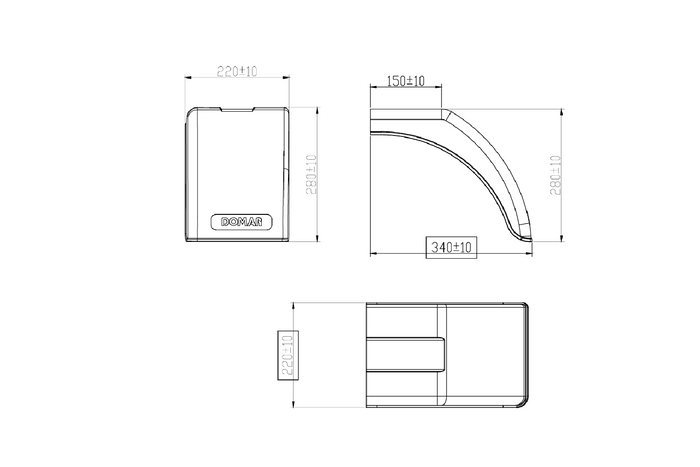 Jobb oldali sárvédő pótkocsihoz DOMAR DR1012502 kerékív 340/220mm