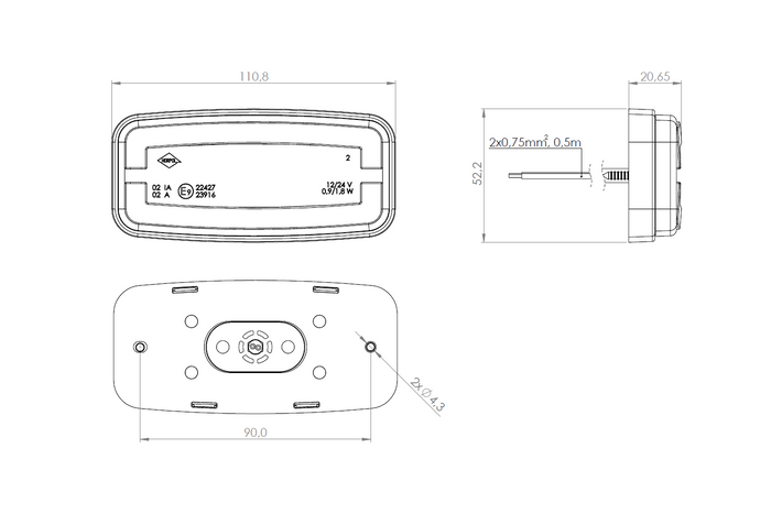 HORPOL LD 2761 LED-es helyzetjelző lámpa, univerzális fehér