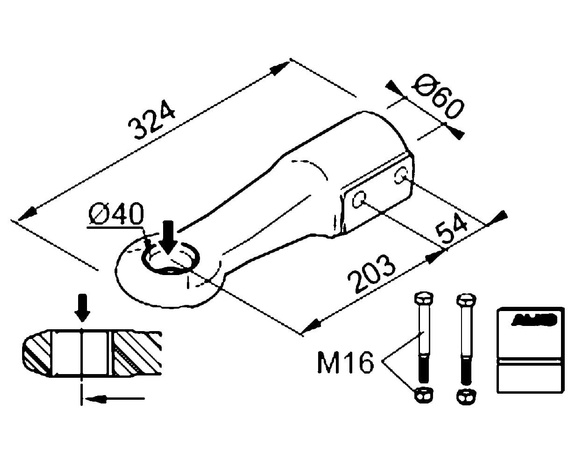 Öntöttvas szem AL-KO 2.8VB 351VB ráfutószerkezetekhez, csúszka átmérője 60mm