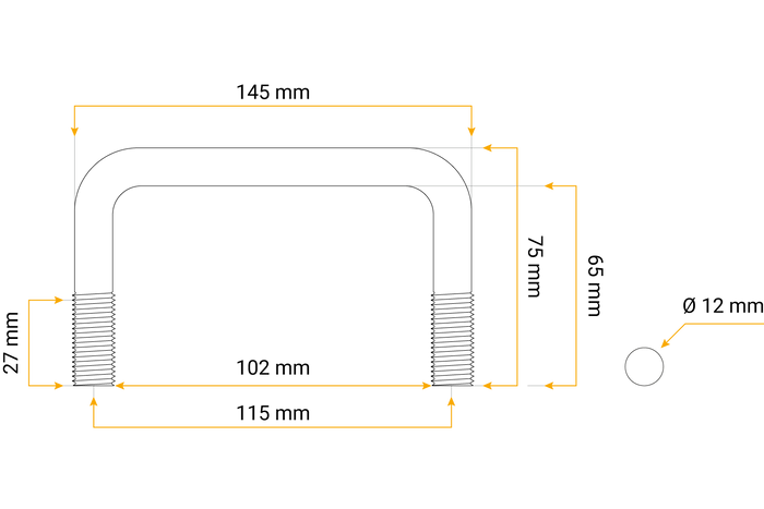 DROMET négyzet alakú szorító C típus M12 65/102/65