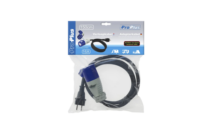 Adapter földelt csatlakozódugóval és CEE aljzattal 16A ProPlus 373527DE kábel 150cm