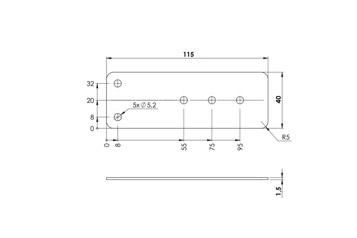 ZB-13A UNITRAILER oldalsó vonóhorog alátét 40x115mm