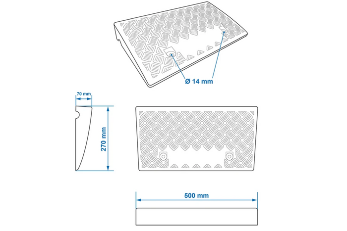 Két darabos ProPlus 361570 felhajtórámpa szett, gumi rámpák 7 cm, 3000 kg