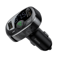 BASEUS T típusú FM adó bluetooth 4.2 MP3 + autós töltő 2x USB 3.4A
