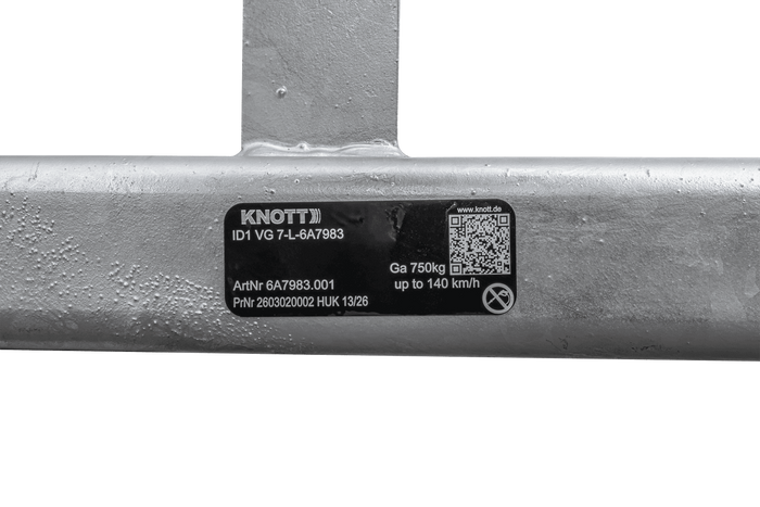 KNOTT VG7-L fékezetlen pótkocsi tengely 750kg 1125mm 1615mm 4x100