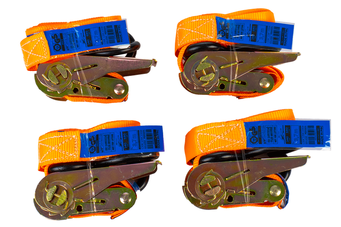 Négy darabos UNITRAILER 4m/25mm/0.68t szállítószalag-készlet feszítővel, bőröndben