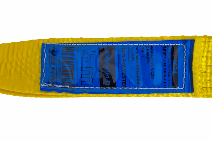 UNITRAILER vontatókötél horgokkal, vontatópánt 5m/50mm/4t sárga