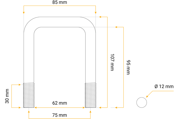 DROMET négyzet alakú szorító C típus M12 95/62/95