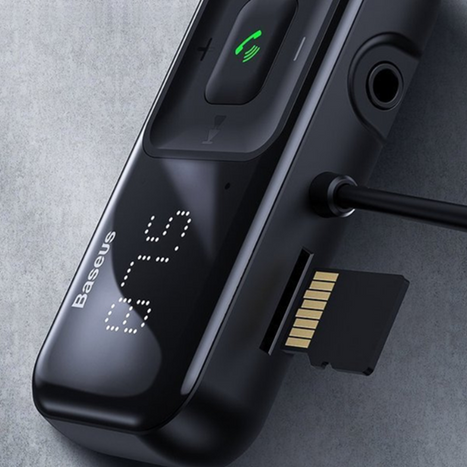 BASEUS T típusú S-16 FM adó bluetooth 5.0 MP3 + autós töltő 2x USB
