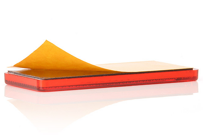 Téglalap alakú öntapadós reflektor RED WAŚ 96x42mm fényvisszaverő