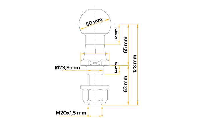 WINTERHOFF vonóhorog golyó 50mm 2000kg