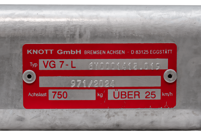 KNOTT VG7-L fékezetlen pótkocsi tengely 750kg 1260mm 1565mm 4x100