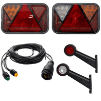 Lámpakészlet: FRISTOM LED hátsó lámpák + HORPOL LED oldalsó helyzetjelző lámpák + MANTES 5,5 m-es 13 tűs kábelköteg