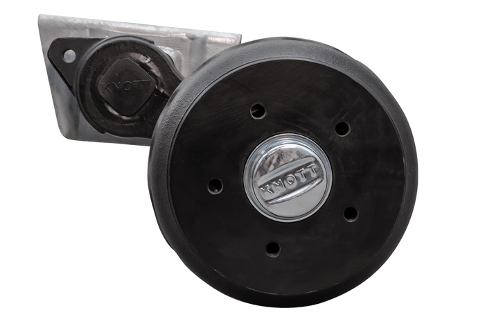 KNOTT VGB13 fékezett tengely pótkocsihoz/autószállítóhoz 1350kg 1400mm 1850mm 5x112