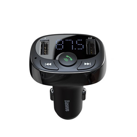 BASEUS T típusú FM adó bluetooth 4.2 MP3 + autós töltő 2x USB 3.4A