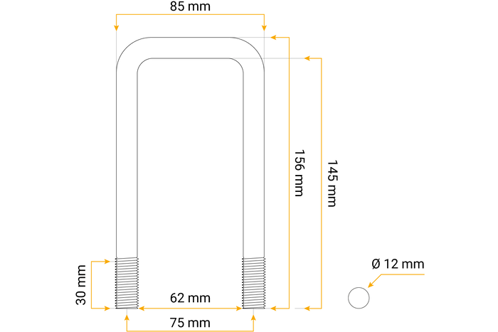 DROMET négyzet alakú szorító C típus M12 145/62/145