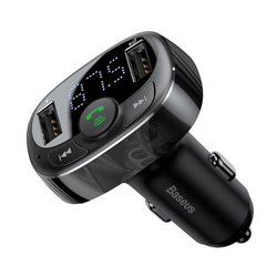 BASEUS T típusú FM adó bluetooth 4.2 MP3 + autós töltő 2x USB 3.4A