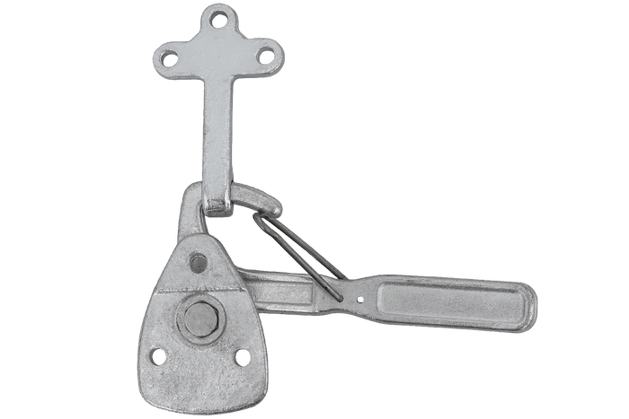 Bal oldali vonóhorog WINTERHOFF WV 10-L + WVG 10-A rögzítőelemekkel, teljes pótkocsi oldalsó zárral