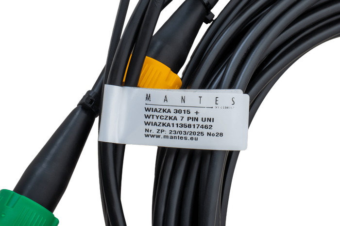 MANTES elektromos szerelés, utánfutó kábelköteg 5m, 7 tűs csatlakozó, 2x 5 tűs bajonettzár