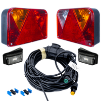 Lámpakészlet: DOBPLAST hátsó lámpák + DOBPLAST LED oldalsó helyzetjelző lámpák + MANTES 8m 13 tűs kábelköteg + gyorscsatlakozók