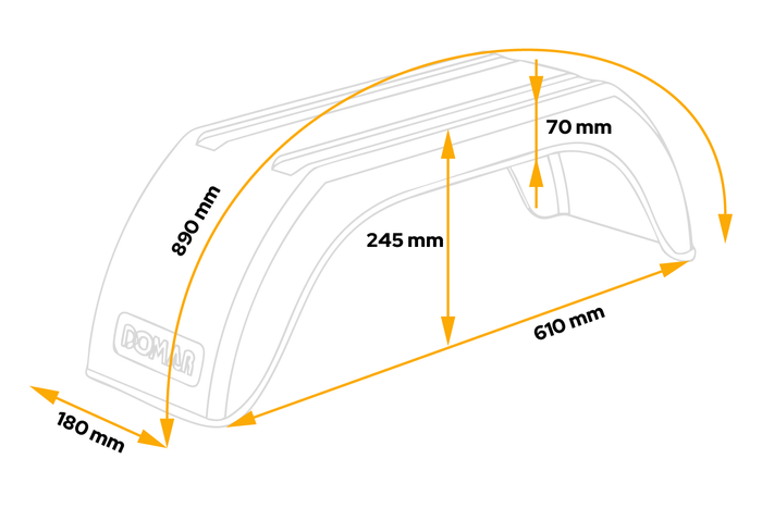 Utánfutó sárvédő 10-13" DOMAR D20110 kerékív 610/180mm