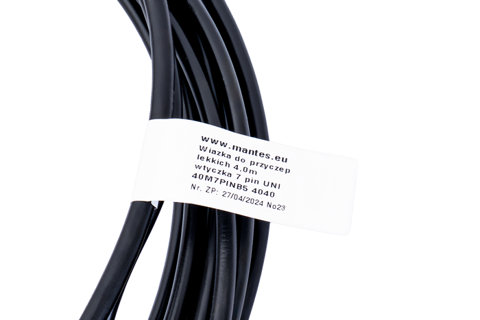 MANTES elektromos szerelés, utánfutó kábelköteg 4m, 7 tűs csatlakozó, 2x5 tűs bajonettzár