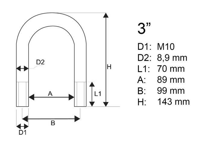 DROMET kerek bilincs anyákkal és alátétekkel M10 89/143
